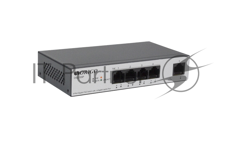 Коммутатор Unmanaged Switch 4x1000Base-T PoE, 1x1000Base-T, PoE Budget 60W, Long-range PoE up to 250m, metal case