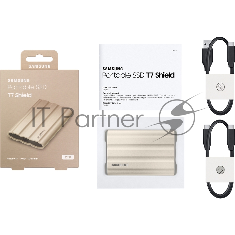 Твердотельный диск Samsung T7 Shield 2TB MU-PE2T0K/WW USB 3.2 Gen2 Type-C, 1050/1000