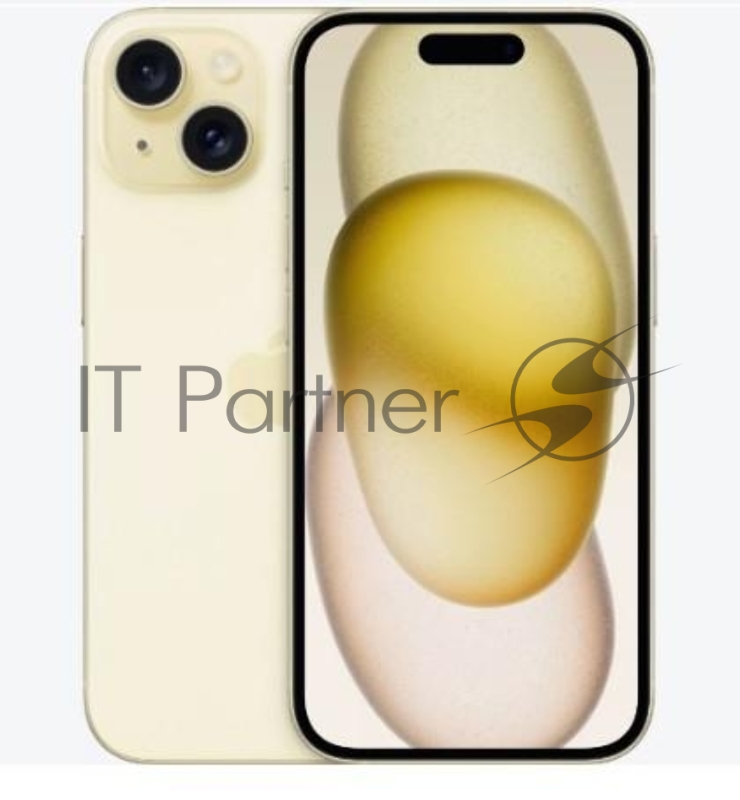 Смартфон Apple A3092 iPhone 15 128Gb желтый моноблок 3G 4G 2Sim 6.1 1179x2556 iOS 17 48Mpix 802.11 a/b/g/n/ac/ax NFC GPS Protect