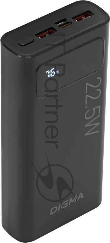Мобильный аккумулятор Digma DGPF20A 20000mAh QC3.0/PD3.0 22.5W 3A 2xUSB-A/USB-C черный (DGPF20A22PBK)