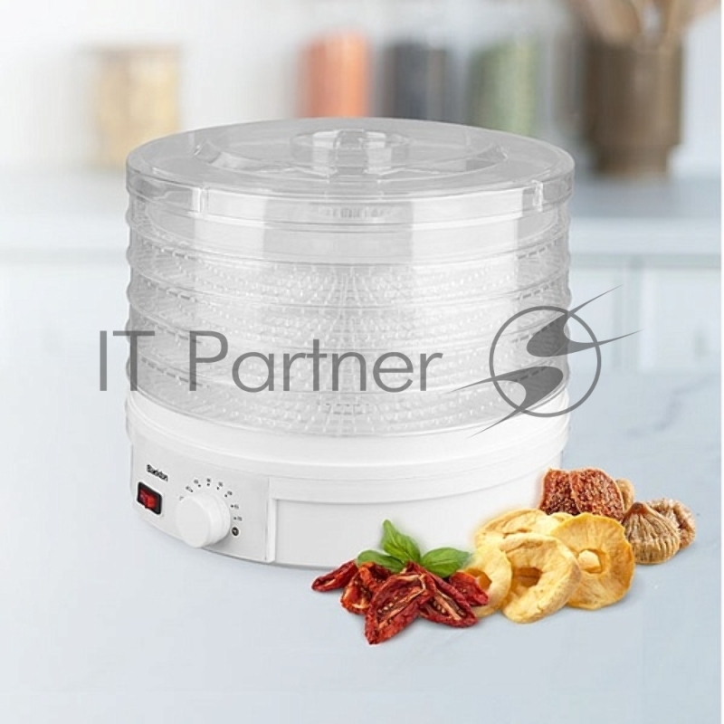 Сушилка для овощей и фруктов Blackton Bt FD1114 White-green, Мощность 245 Вт, Регулировка температуры 35-70 °С, 5 основых поддонов, 2 дополнительных поддона для пастилы, Конвективная сушка, Сохраняет максимум витаминов и питательных веществ в овощах,