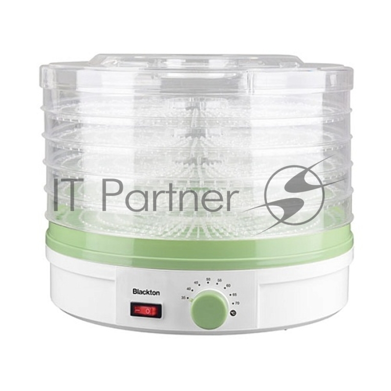 Сушилка для овощей и фруктов Blackton Bt FD1114 White-green, Мощность 245 Вт, Регулировка температуры 35-70 °С, 5 основых поддонов, 2 дополнительных поддона для пастилы, Конвективная сушка, Сохраняет максимум витаминов и питательных веществ в овощах,