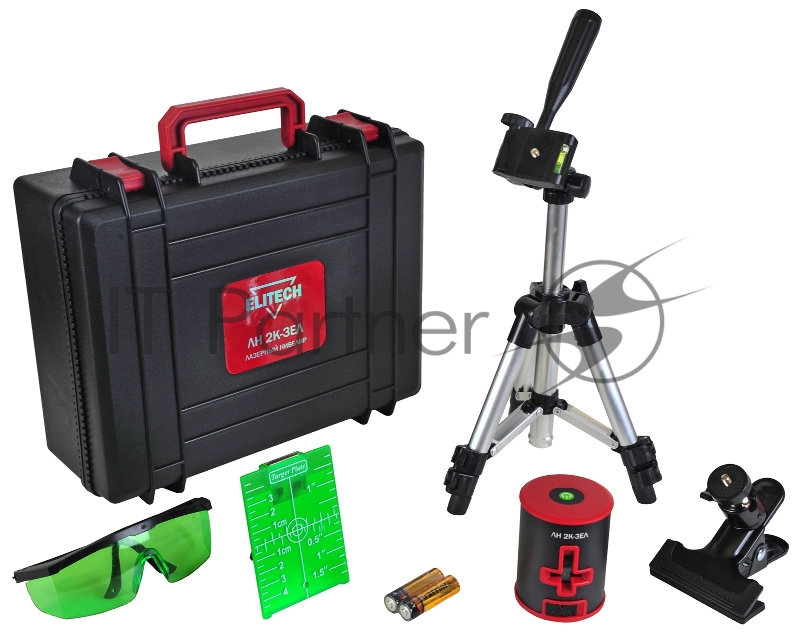 Нивелир лазерн. Elitech ЛН 2К-ЗЕЛ 2кл.лаз. 510нм цв.луч. зеленый 2луч. (201470)
