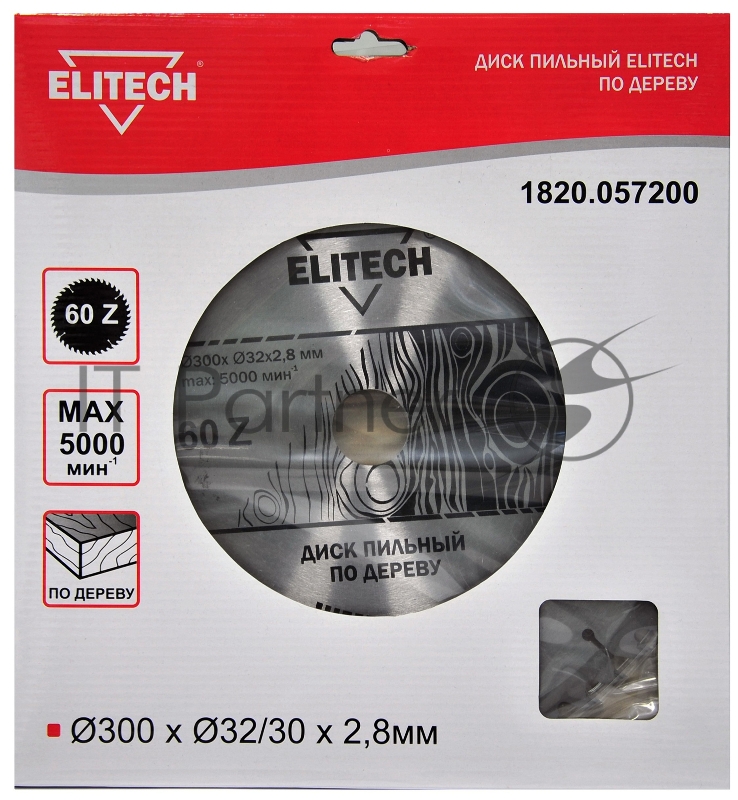 Диск пильный по дер. Elitech 1820.057200 d=300мм (циркулярные пилы) (упак.:1шт)