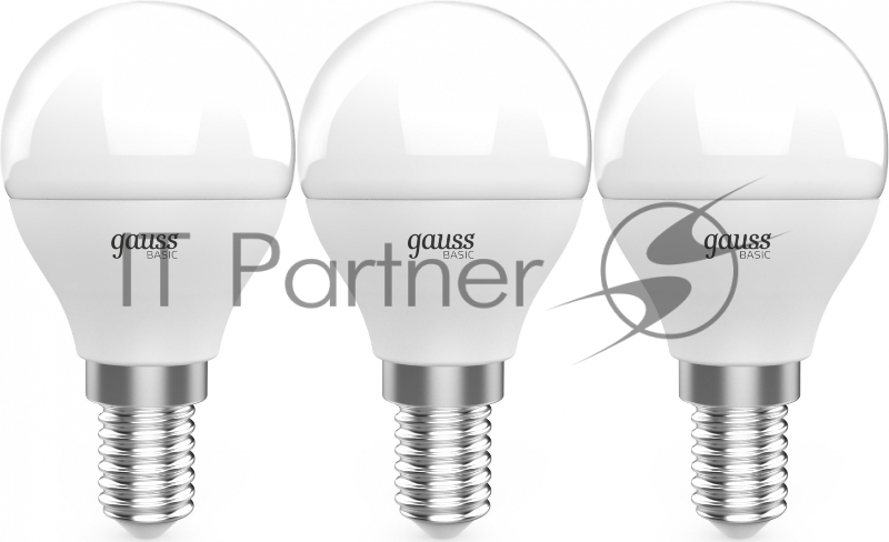 Лампа светодиодная Gauss Basic 10531152T 5.5Вт цок.:E14 шар 220B 3000K св.свеч.бел.теп. (упак.:3шт)