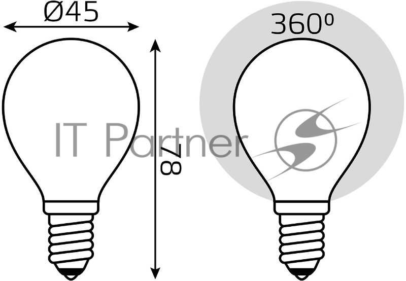 Лампа светодиодная Gauss Filament 105201109-D 9Вт цок.:E14 шар 220B 3000K св.свеч.бел.теп. (упак.:10шт)