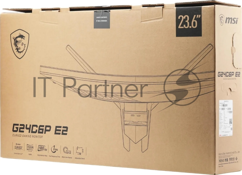 Монитор MSI 23.6 G24C6P E2 черный VA LED 1ms 16:9 HDMI матовая HAS 250cd 178гр/178гр 1920x1080 180Hz FreeSync Premium DP FHD 4.5кг