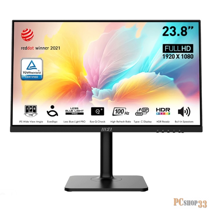 Монитор MSI 23.8 Modern MD2412P черный IPS LED 1ms 16:9 HDMI M/M матовая HAS Piv 300cd 178гр/178гр 1920x1080 100Hz FreeSync FHD USB 4.65кг