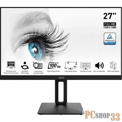 Монитор MSI 27 Pro MP271AP черный IPS LED 1ms 16:9 HDMI M/M матовая HAS Piv 300cd 178гр/178гр 1920x1080 100Hz VGA DP FHD 3.9кг