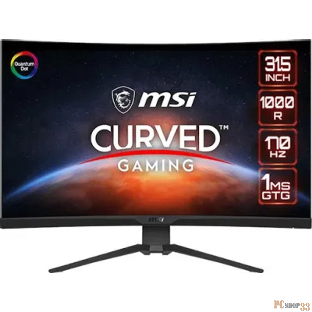 Монитор MSI 31.5 MAG 325CQRF QD черный VA LED 100000000ms 16:9 HDMI матовая HAS 300cd 178гр/178гр 2560x1440 170Hz DP 2K USB 7.7кг