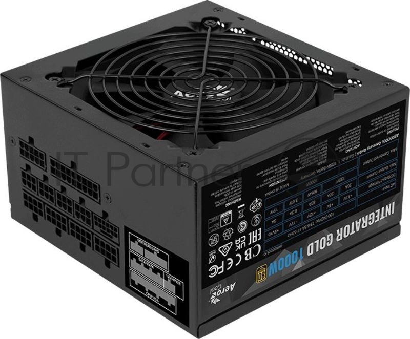 Блок питания Aerocool ATX 1000W Integrator Gold Gen.5 80+ gold (20+4pin) APFC 120mm fan LED 8xSATA Cab Manag RTL