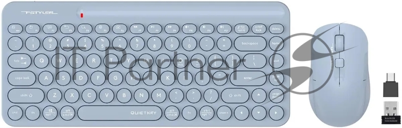 Клавиатура + мышь A4Tech Fstyler FG3200 Air клав:синий мышь:синий USB беспроводная slim Multimedia