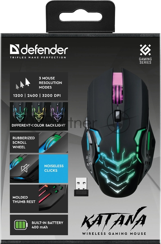 Мышка DEFENDER USB GAMING WRL KATANA GM-511 BLACK