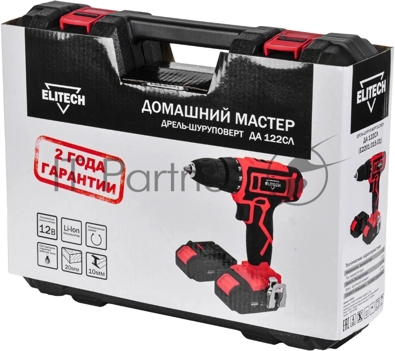 Дрель-шуруповерт Elitech ДА 122СЛ аккум. патрон:быстрозажимной (кейс в комплекте) (E2201.015.01)