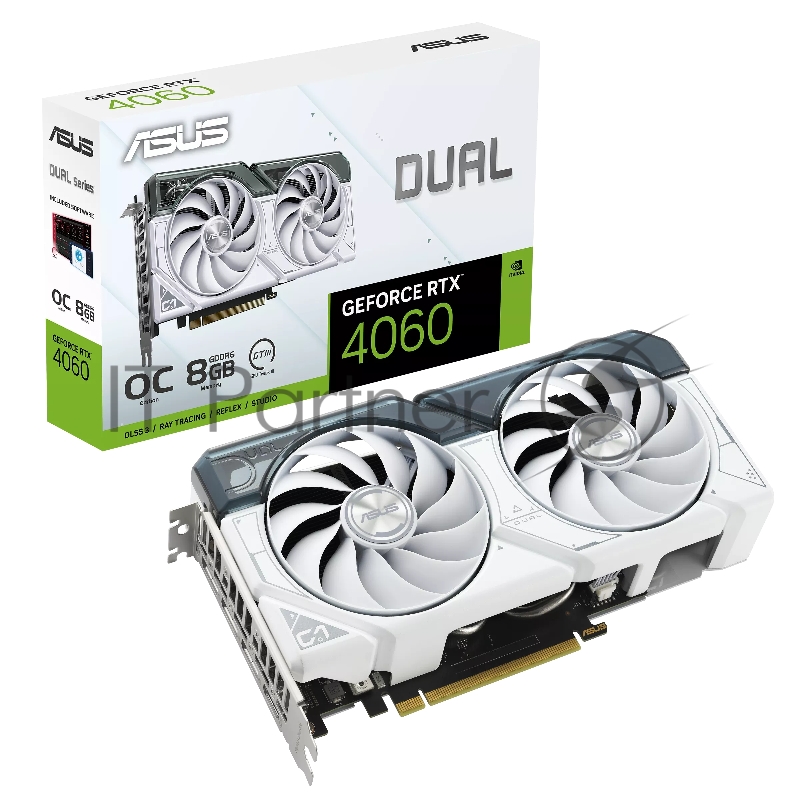 Видеокарта Asus PCI-E 4.0 DUAL-RTX4060-O8G-WHITE NVIDIA GeForce RTX 4060 8192Mb 128 GDDR6 2505/17000 HDMIx1 DPx3 HDCP Ret