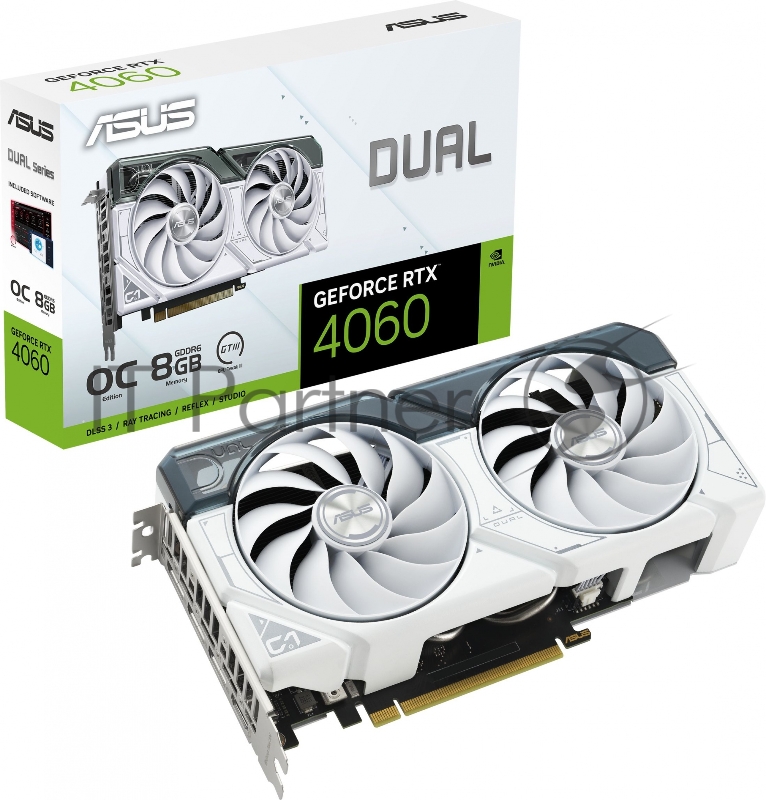 Видеокарта Asus PCI-E 4.0 DUAL-RTX4060-O8G-WHITE NVIDIA GeForce RTX 4060 8192Mb 128 GDDR6 2505/17000 HDMIx1 DPx3 HDCP Ret