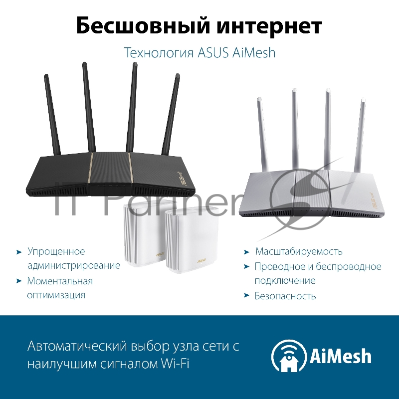 Роутер беспроводной Asus RT-AX57 AX3000 10/100/1000BASE-TX черный