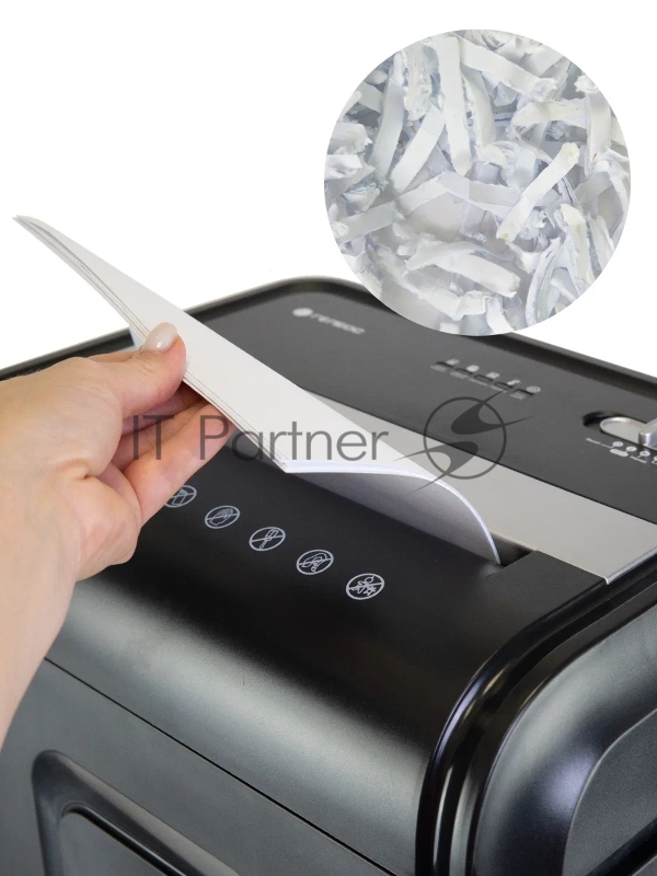 Шредер Heleos УМ32-4 черный/серебристый (секр.P-4) фрагменты 28лист. 32лтр. скрепки скобы пл.карты CD