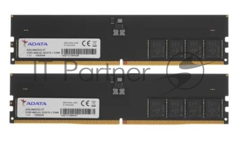Memory Module ADATA DDR5 Общий объём памяти 32Гб Module capacity 32Гб Количество 1 5600 МГц Множитель частоты шины 46 1.1 В черный AD5U480032G-DT