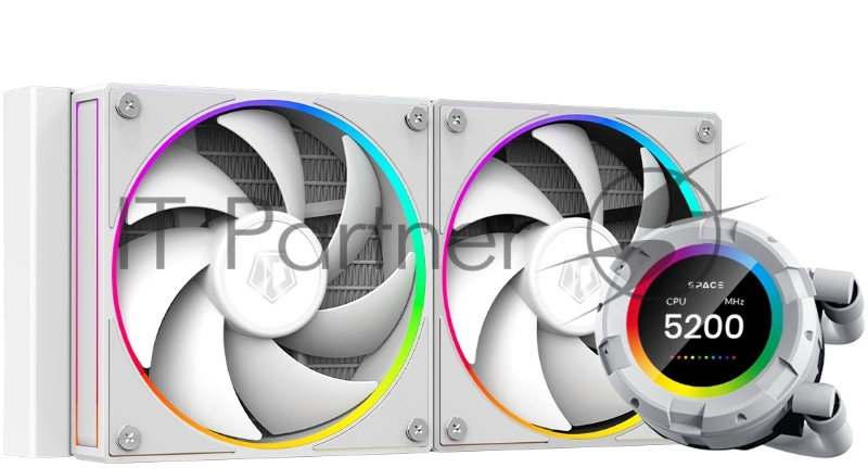 Система водяного охлаждения ID-Cooling SL240 WHITE Soc-AM5/AM4/1151/1200/2066/1700 4-pin 14-30dB Al+Cu 300W LED Ret