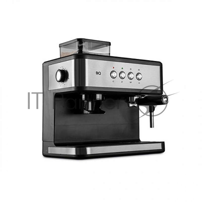 Кофейная станция BQ CM1003 Steel-Black, Давление: 15 бар, Мощность: 1150 Вт, Съемный резервуар для воды: 1.5 л, 240 гр объем кофемолки , Одновременное приготовление двух чашек кофе, Встроенная кофемолка с 16 степенями помола, Ручной капучинатор, Плат