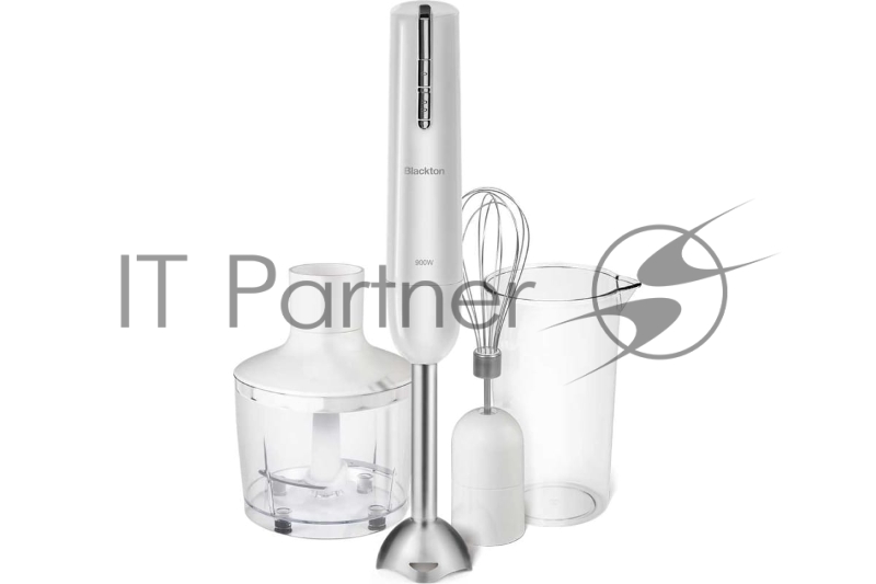 Блендер Blackton Bt HB401P White. Мощность 900 Вт / 3 в 1: блендер, миксер, измельчитель / 2 скорости работы / Объем чаши измельчителя 500 мл / Объем мерного стакана 600 мл / Ножи из нержавеющей стали / Длина сетевого шнура 1.3 м / Напряжение 220-240