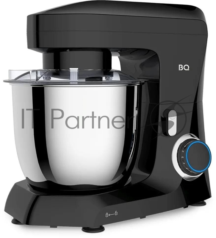 Планетарный миксер BQ MX342 Black. Максимальная мощность 1600 Вт / Чаша из нержавеющей стали 4,5 л / Металлические насадки в комплекте / Двойная защита: от перегрева, от перегрузки / Защитная крышка от брызг / LED подсветка / Длина сетевого шнура 1 м