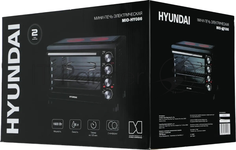 Мини-печь Hyundai MIO-HY086 38л. 1600Вт черный