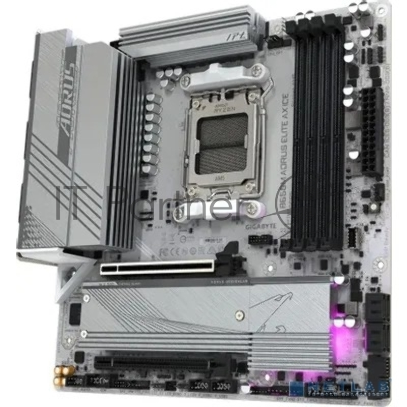 Материнская плата Gigabyte B650M A ELITE AX ICE SocketAM5 AMD B650 4xDDR5 mATX AC`97 8ch(7.1) 2.5Gg RAID+HDMI+DP