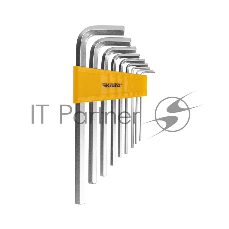 Набор ключей имбусовых HEX KRANZ 2,0-12 мм, CrV, 9 шт., удлиненные
