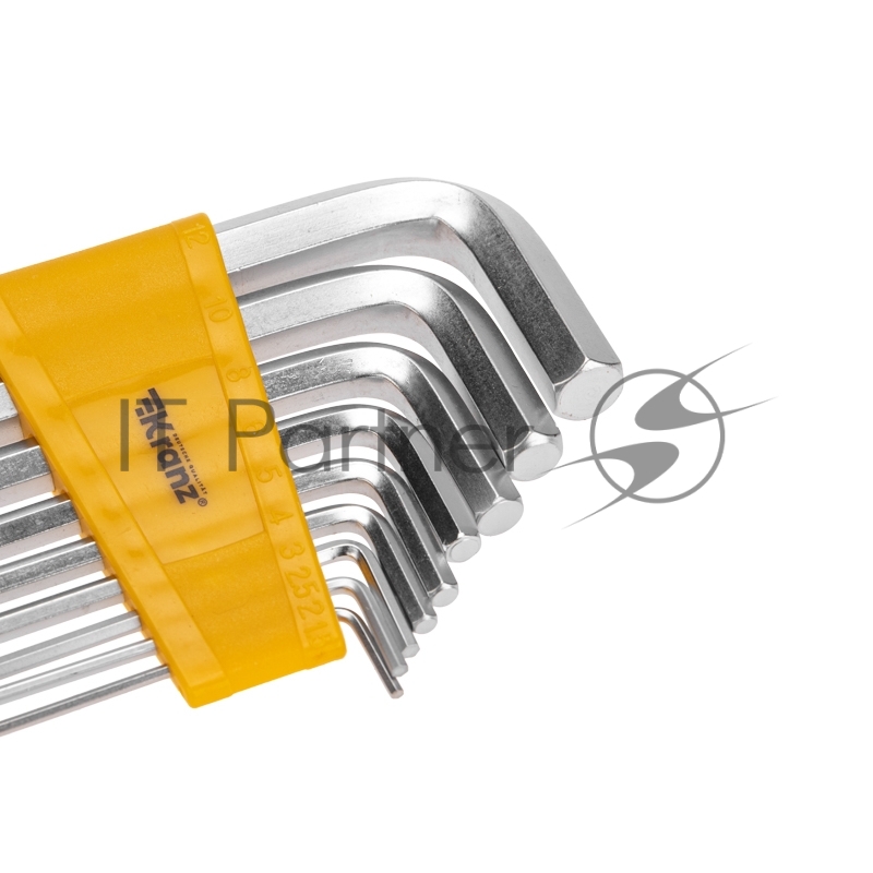 Набор ключей имбусовых HEX KRANZ 2,0-12 мм, CrV, 9 шт., удлиненные