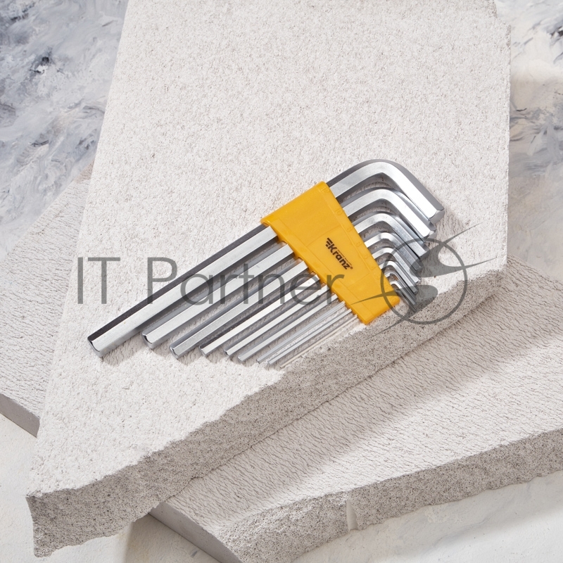 Набор ключей имбусовых HEX KRANZ 2,0-12 мм, CrV, 9 шт., удлиненные