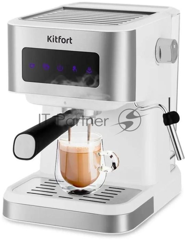 Кофеварка рожковая Kitfort КТ-7139 1050Вт белый/нержавеющая сталь