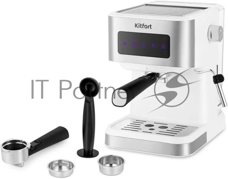 Кофеварка рожковая Kitfort КТ-7139 1050Вт белый/нержавеющая сталь