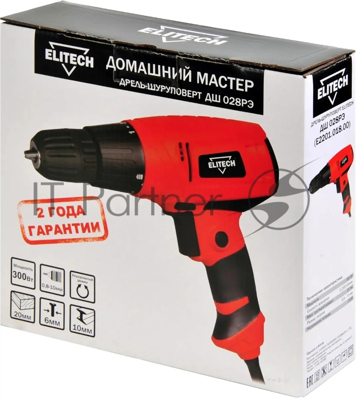 Шуруповерт Elitech ДШ 028РЭ 300Вт патрон:быстрозажимной (E2201.018.00)