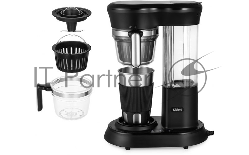 Кофемашина Kitfort КТ-7141 600Вт черный/нержавеющая сталь