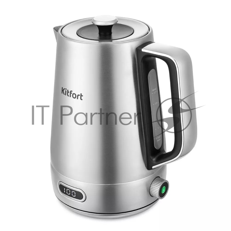 Чайник электрический Kitfort КТ-6182 1.7л. 2200Вт серебристый/черный (корпус: нержавеющая сталь)