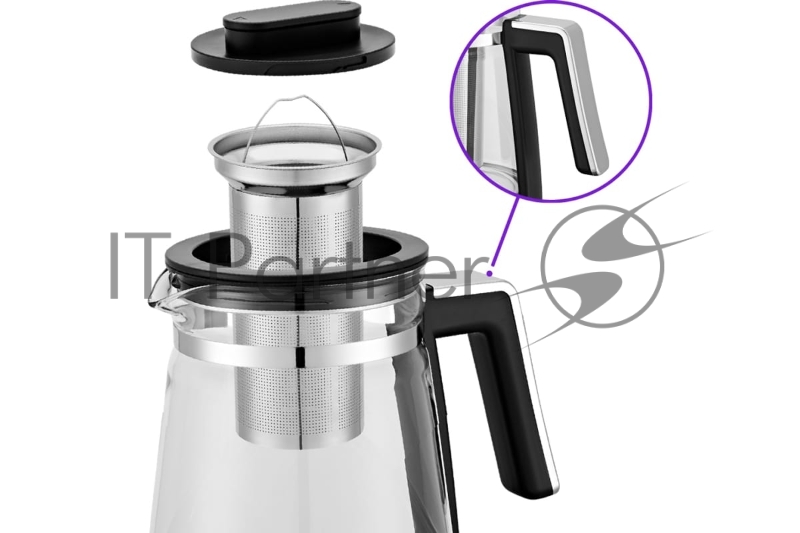 Чайник электрический Kitfort КТ-6187 1.5л. 2150Вт черный/серебристый (корпус: пластик/стекло)