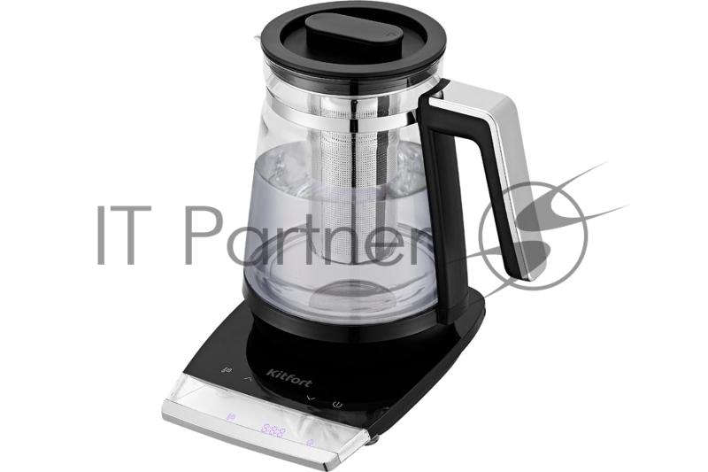 Чайник электрический Kitfort КТ-6187 1.5л. 2150Вт черный/серебристый (корпус: пластик/стекло)