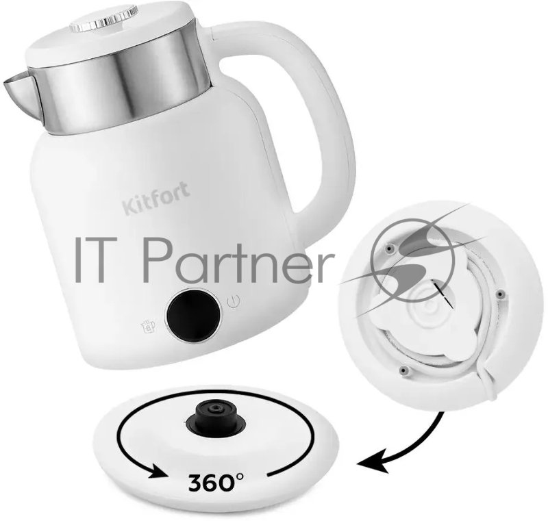 Чайник электрический Kitfort КТ-6196-2 1.5л. 2200Вт белый/серебристый (корпус: нержавеющая сталь)