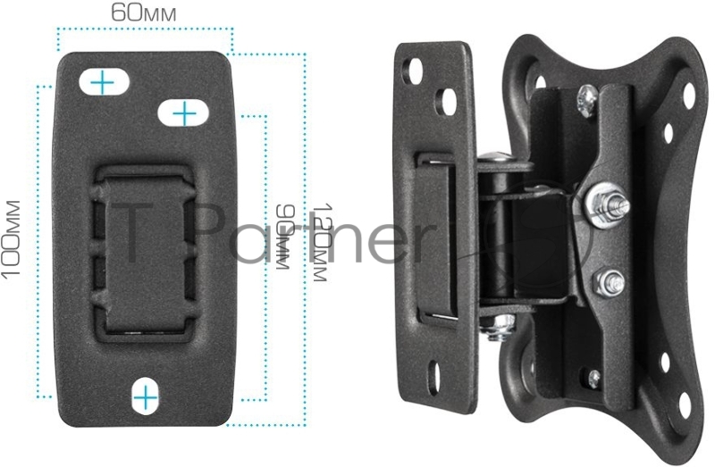 Кронштейн для телевизора Kromax CORBEL-1 черный 10-32 макс.25кг настенный поворот и наклон