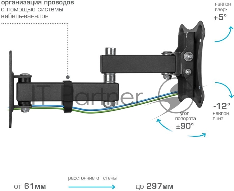 Кронштейн для телевизора Kromax CORBEL-3 черный 10-32 макс.25кг настенный поворот и наклон