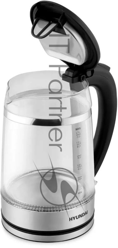 Чайник электрический Hyundai HYK-G3036 1.7л. 2200Вт черный/прозрачный (корпус: стекло)