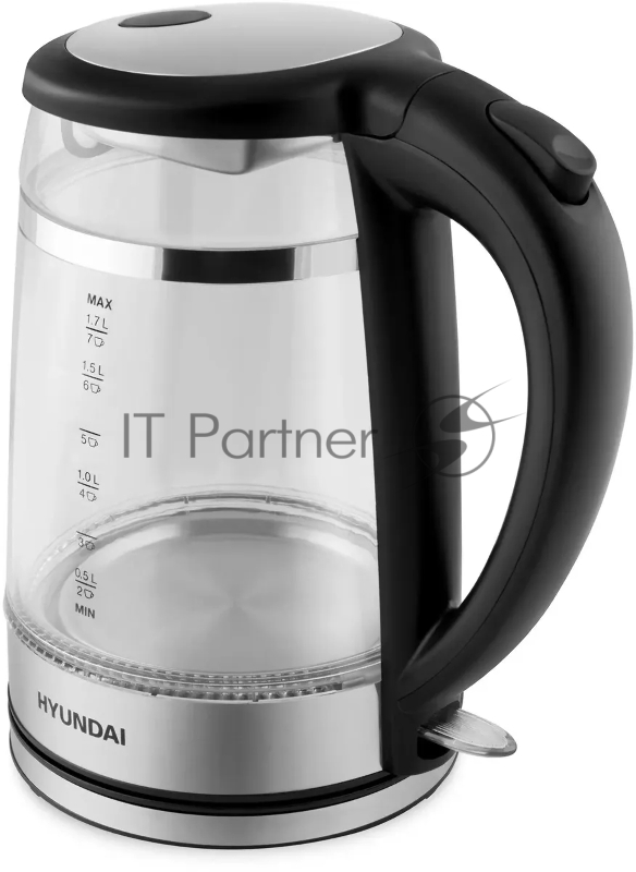 Чайник электрический Hyundai HYK-G3036 1.7л. 2200Вт черный/прозрачный (корпус: стекло)