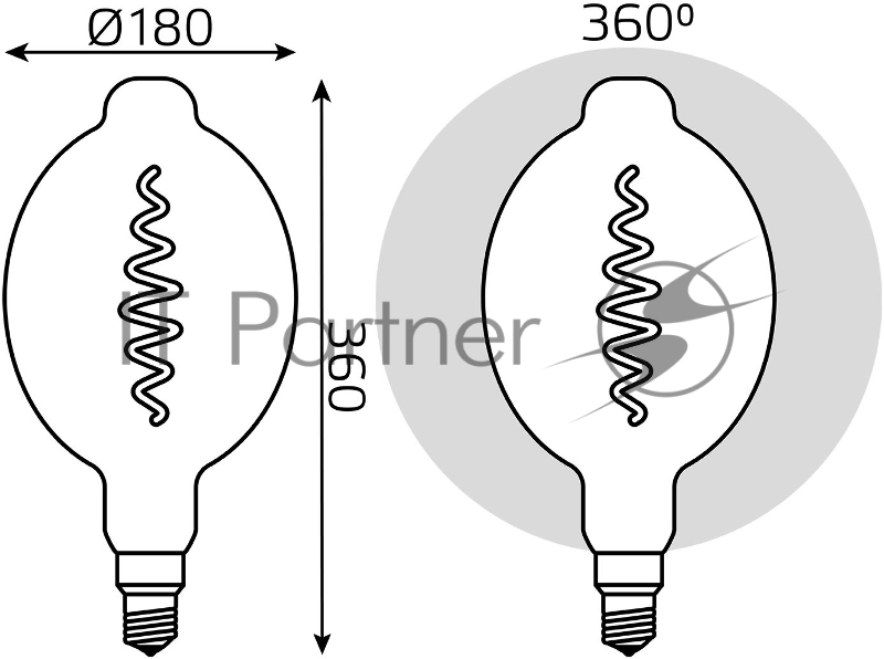 Лампа филам. Gauss Filament Vintage 8.5Вт цок.:E27 шар 220B 1800K св.свеч.бел.теп. (упак.:1шт) (152802005)