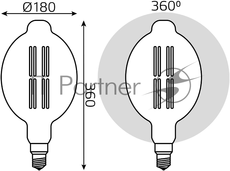 Лампа филам. Gauss Filament Vintage 8Вт цок.:E27 шар 220B 2400K св.свеч.бел.теп. (упак.:1шт) (151802008)