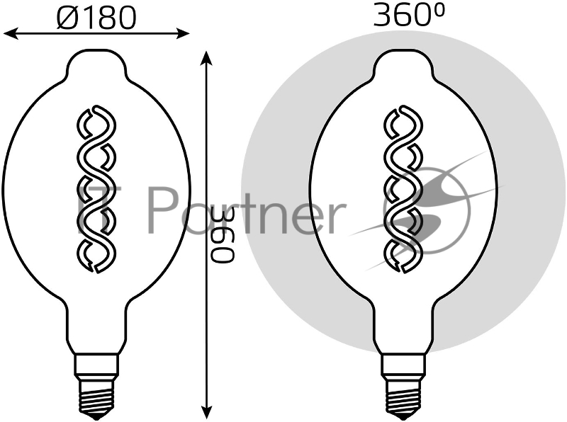 Лампа филам. Gauss Filament Vintage 8Вт цок.:E27 шар 220B 2400K св.свеч.бел.теп. (упак.:1шт) (152802008)