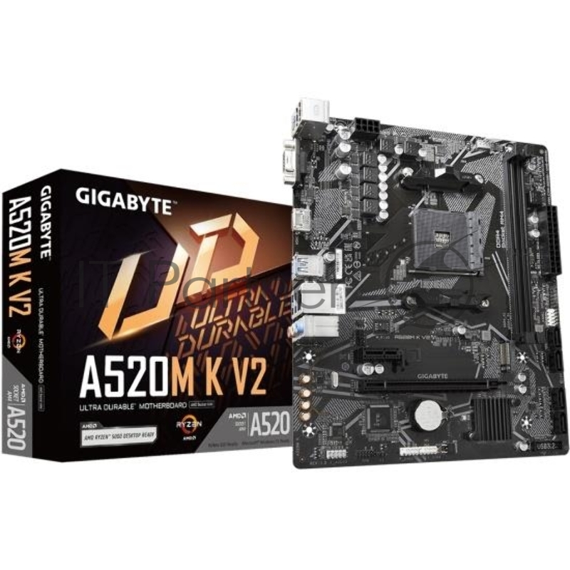 Материнская плата Gigabyte A520M K V2 /(V1.1) Soc-AM4 AMD A520 2xDDR4 mATX AC`97 8ch(7.1) GbLAN RAID+VGA+HDMI