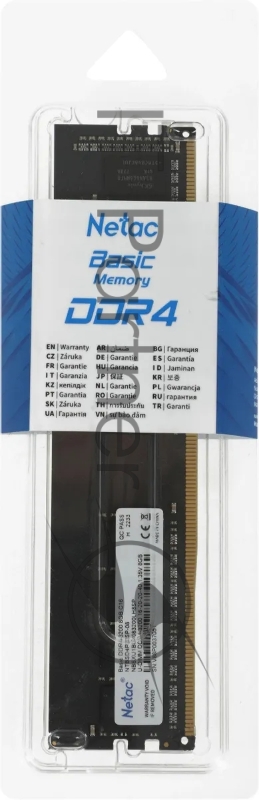 Память DDR4 8GB 3200MHz Netac NTBSD4P32SP-08J Basic RTL PC4-25600 CL22 DIMM 288-pin 1.2В single rank Ret