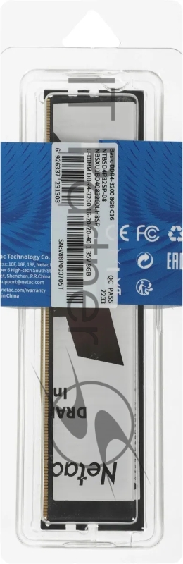 Память DDR4 8GB 3200MHz Netac NTBSD4P32SP-08J Basic RTL PC4-25600 CL22 DIMM 288-pin 1.2В single rank Ret
